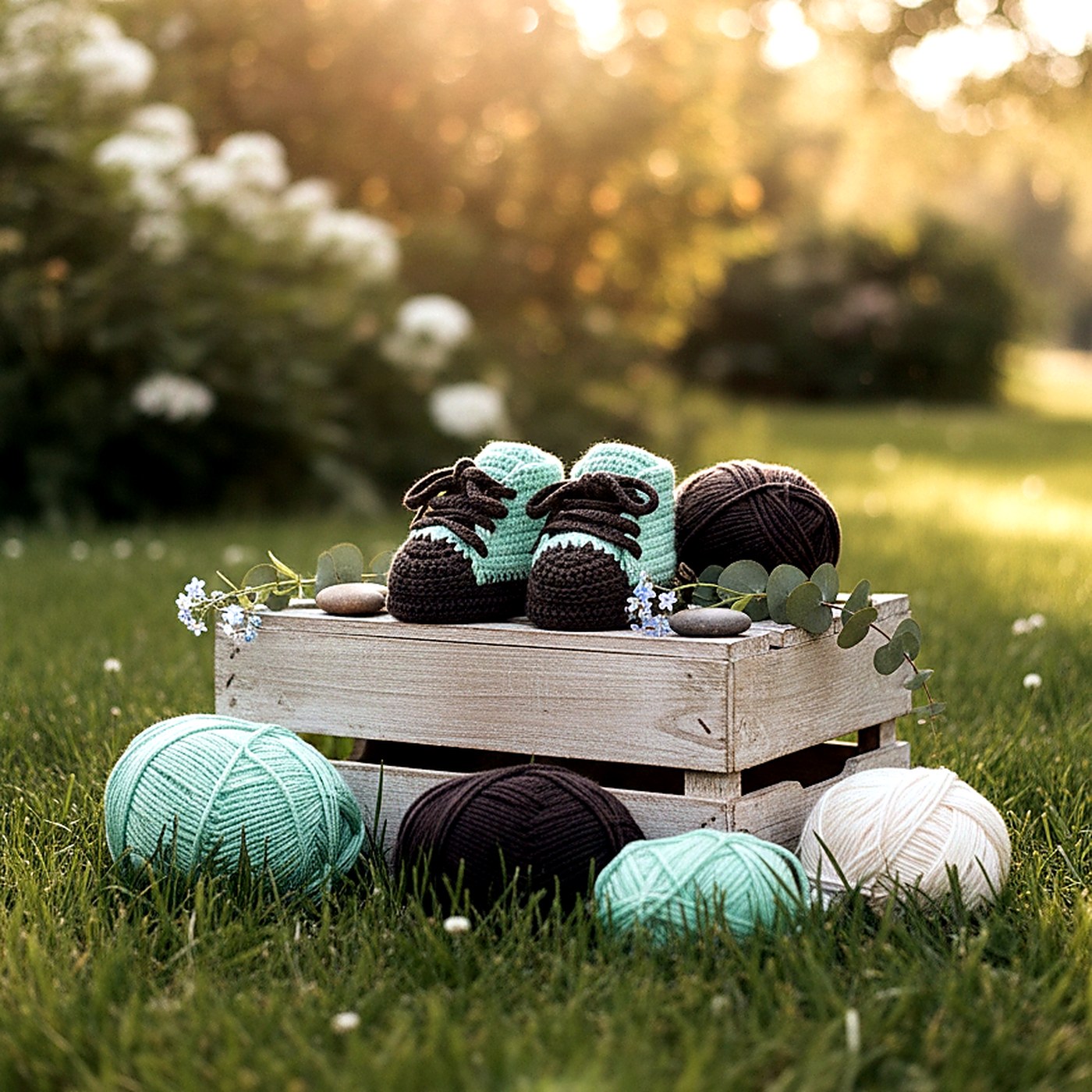 Bota Serie Chocolate artesanal en crochet - imagen 1